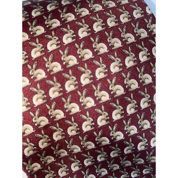 Brooks Brothers Rabbit easter Mens Tie 100% Silk USA Red church vintage - Picture 2 of 7